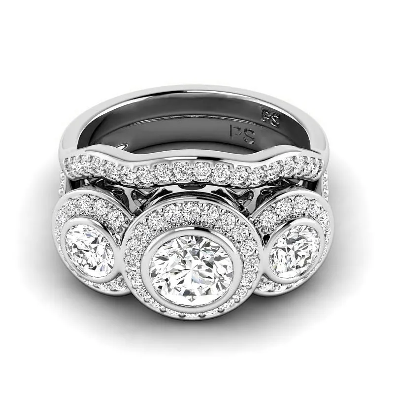 1.90-4.40 CT Round Cut Lab Grown Diamonds - Bridal Set