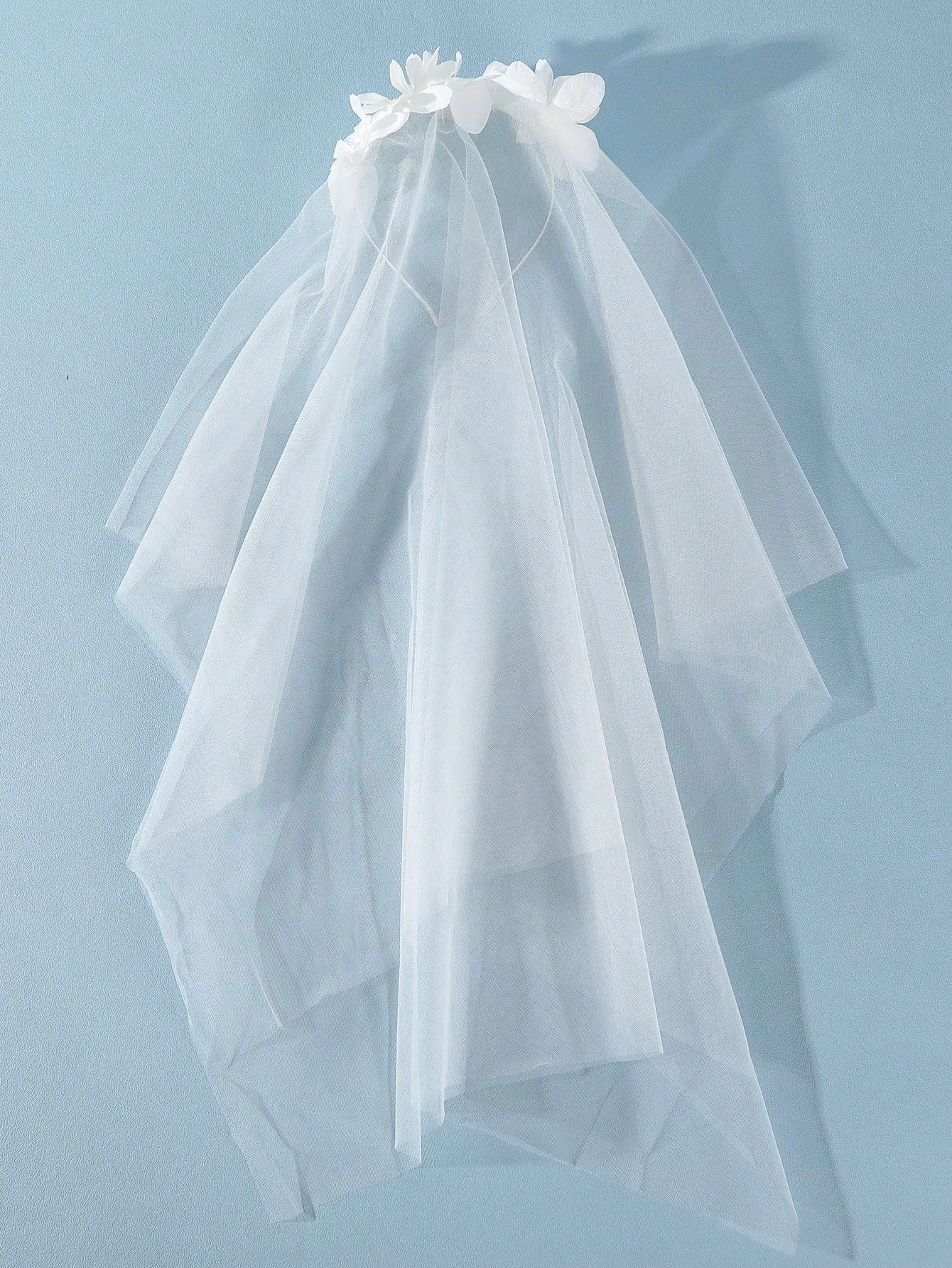 1pc Women's White Bridal Flower Headband With Veil, Suitable For Wedding Dress Elegant
