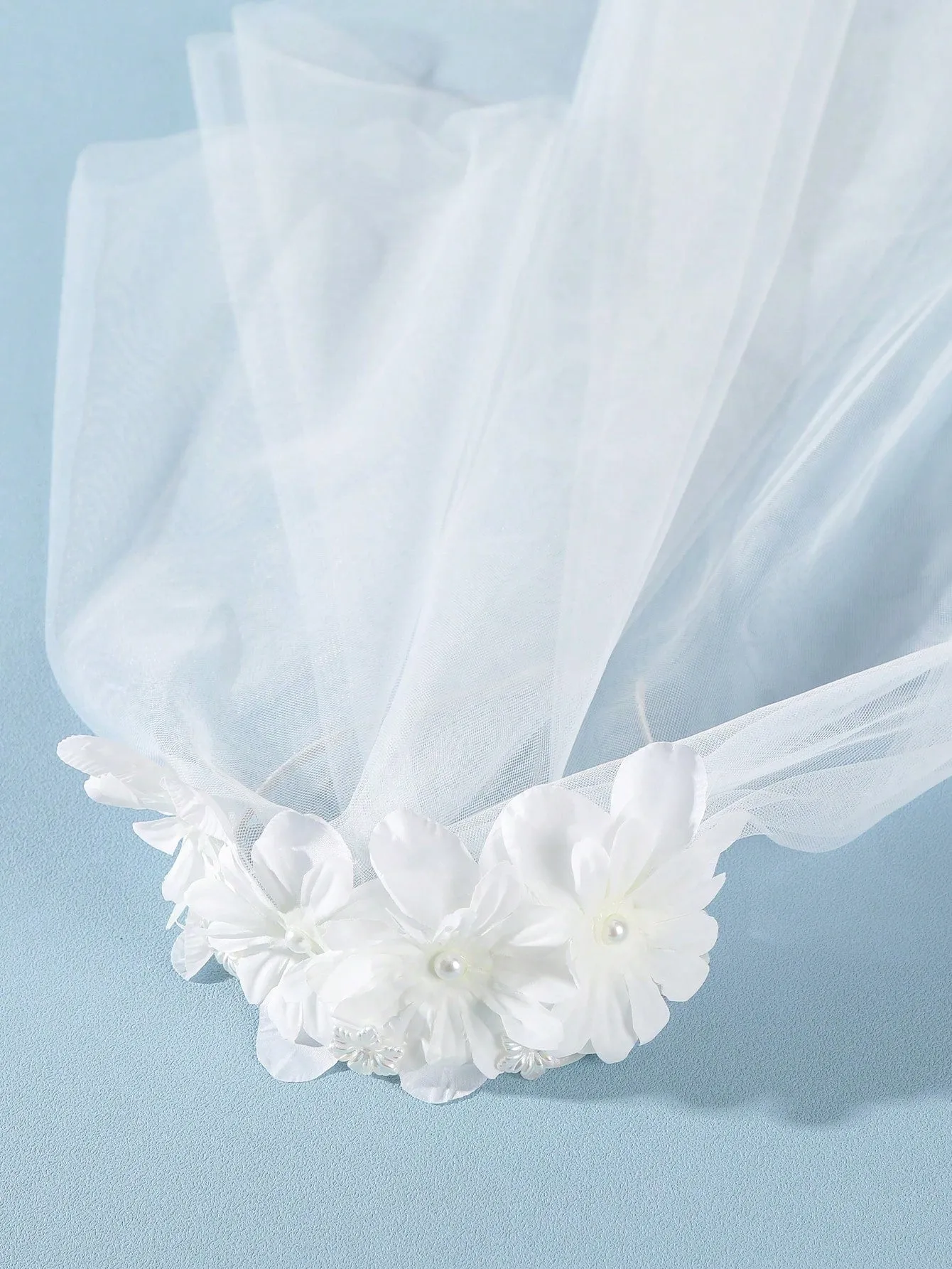 1pc Women's White Bridal Flower Headband With Veil, Suitable For Wedding Dress Elegant