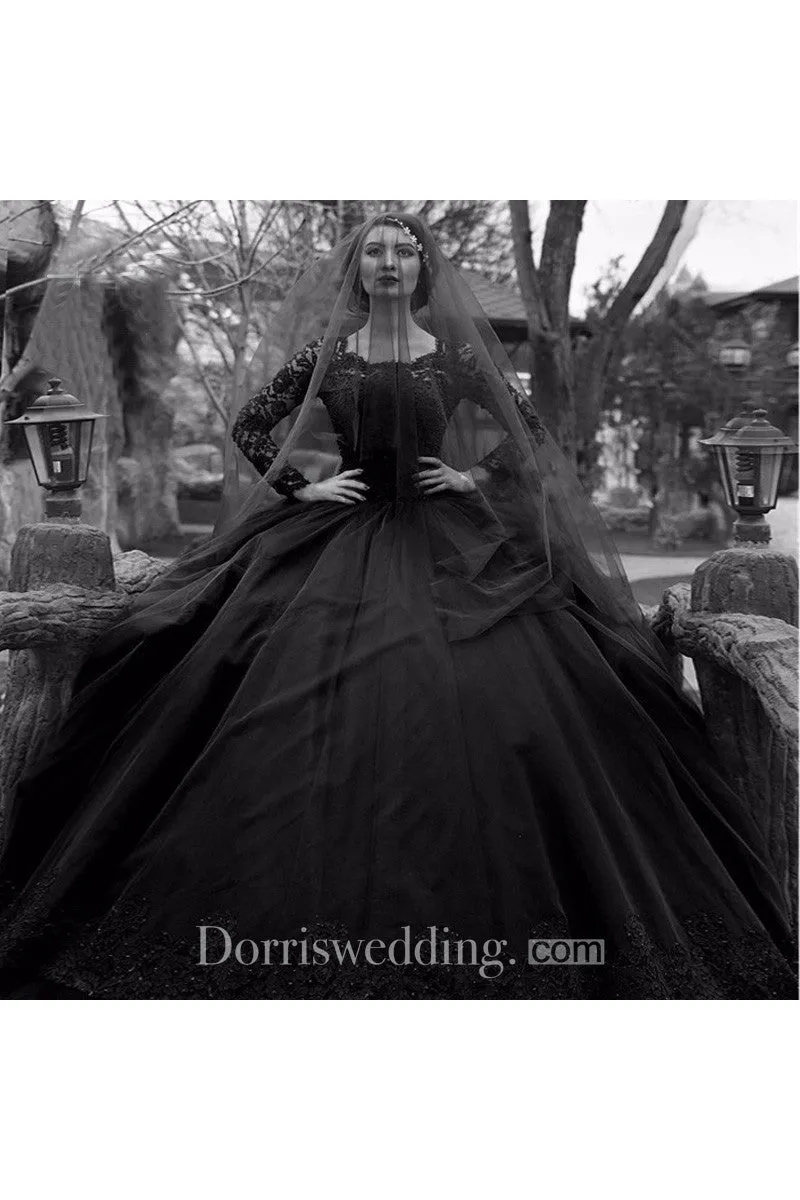 2018 Latest Black Ethereal Puffy Long Wedding Veil