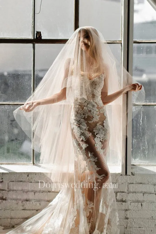 2018 Latest Style Champagne Ethereal Puffy Long Wedding Veil