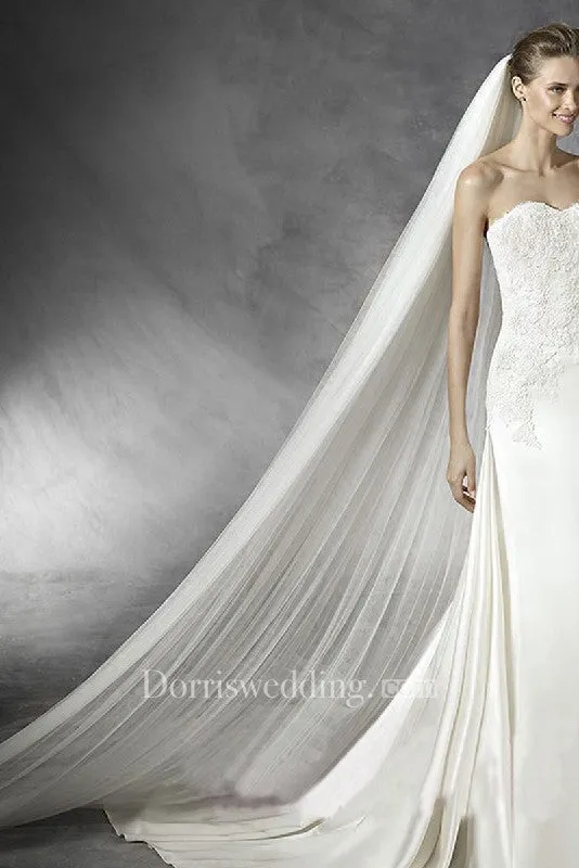 Bridal Veil With Hair Comb Long Tail Simple Wedding Veils Super Soft - 810429