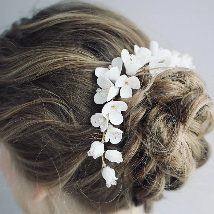 C143. ivory clay flower hairpiece for bride