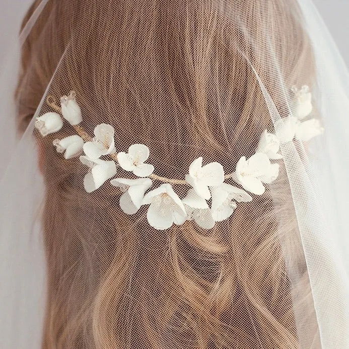 C143. ivory clay flower hairpiece for bride