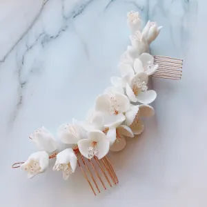 C143. ivory clay flower hairpiece for bride