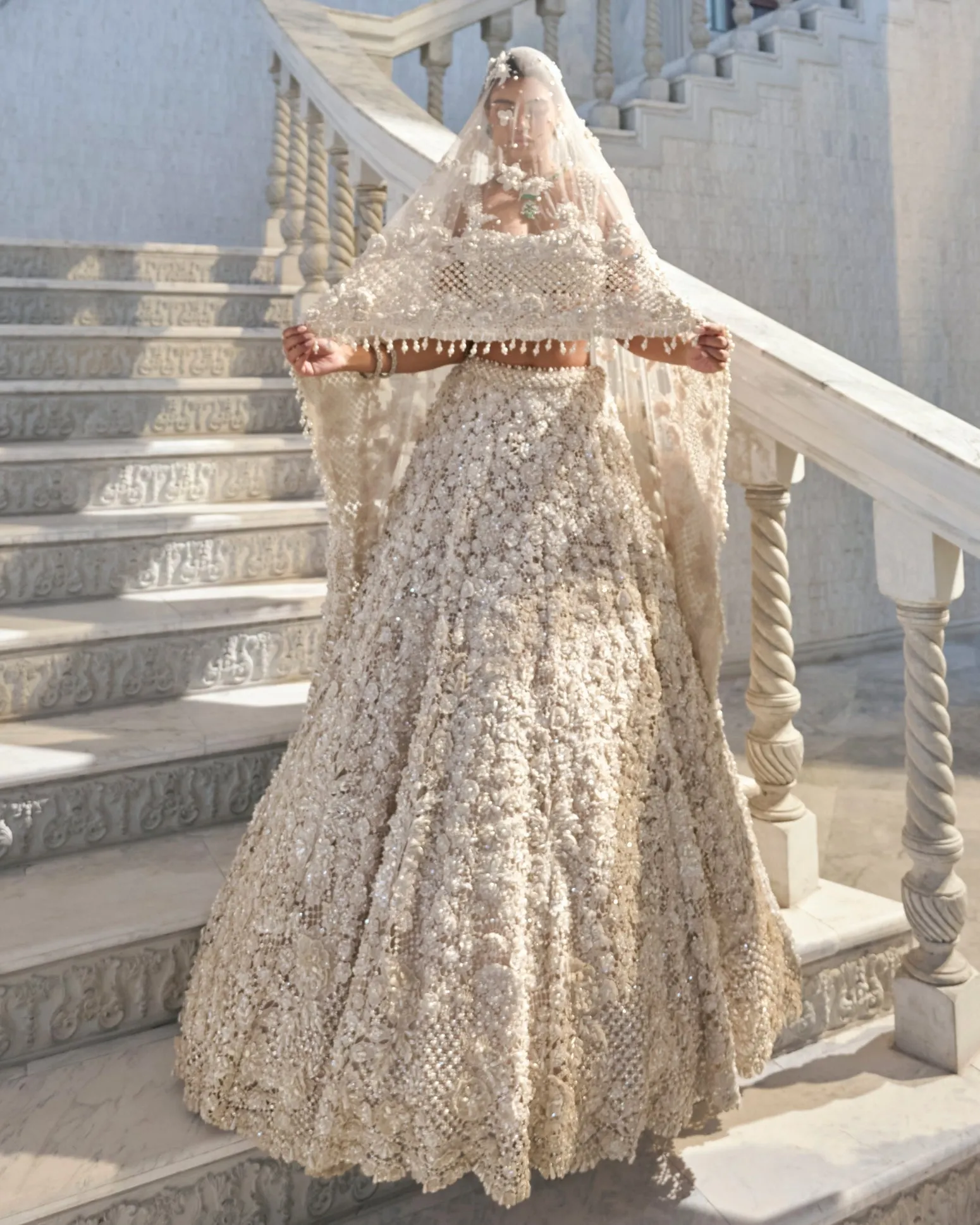 Chapelle Ivory Cut Work Lehenga Set