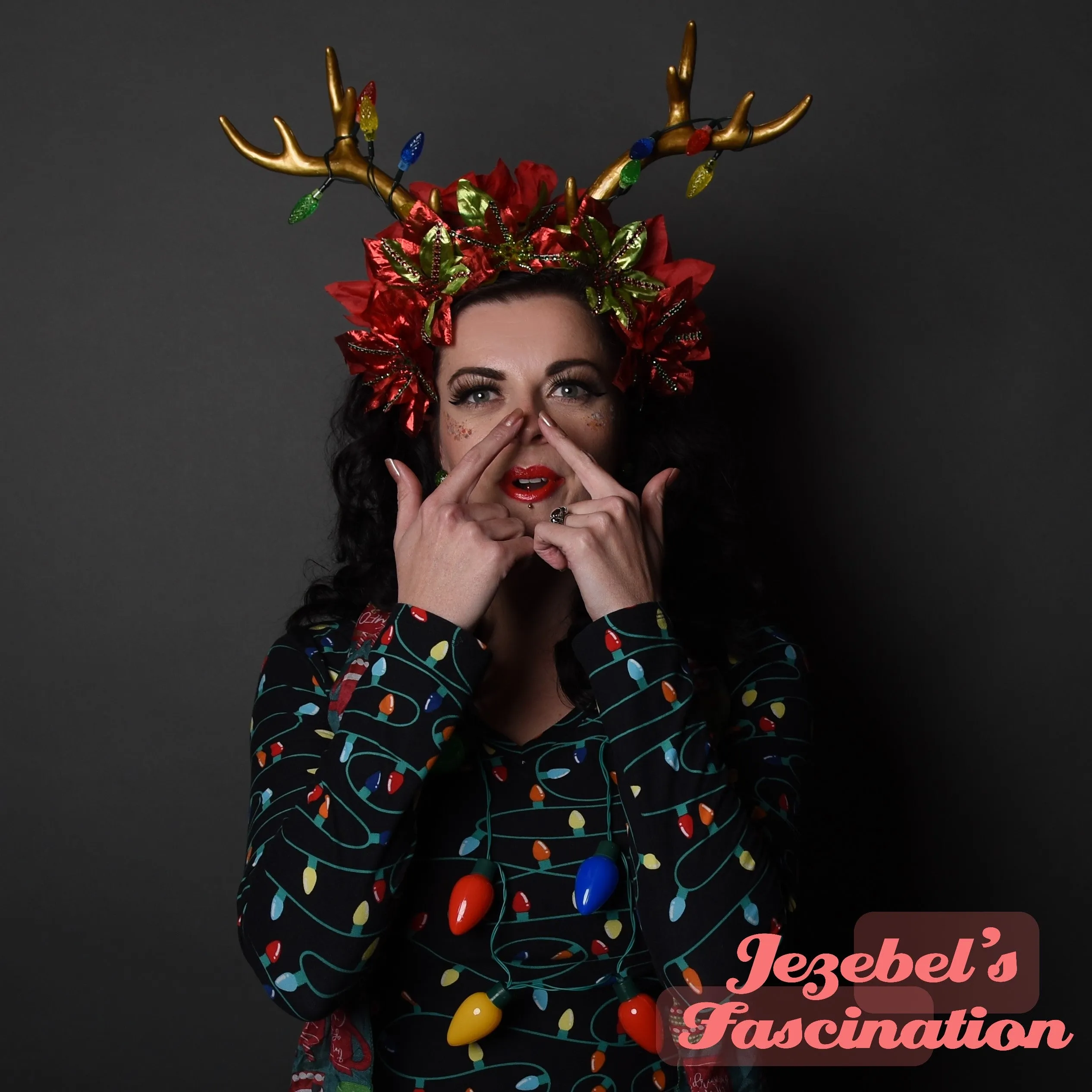 Christmas Deer Antlers Light Up Golden Poinsettia Flower Crown Winter Reindeer Rudolph Tacky Ugly Sweater Party Red Green Glitter Holiday Hand Made Head Wear Unique Party Lights