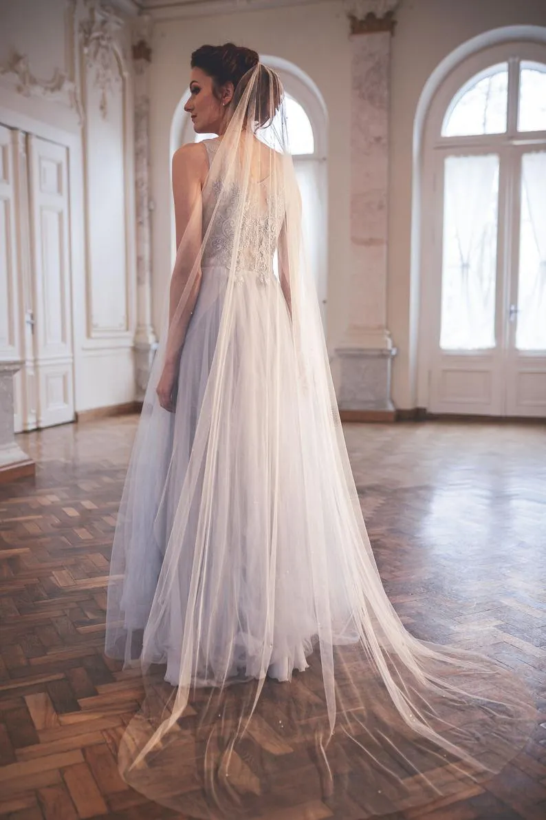 Crystal veil, Custom length and color veil - CELESTE