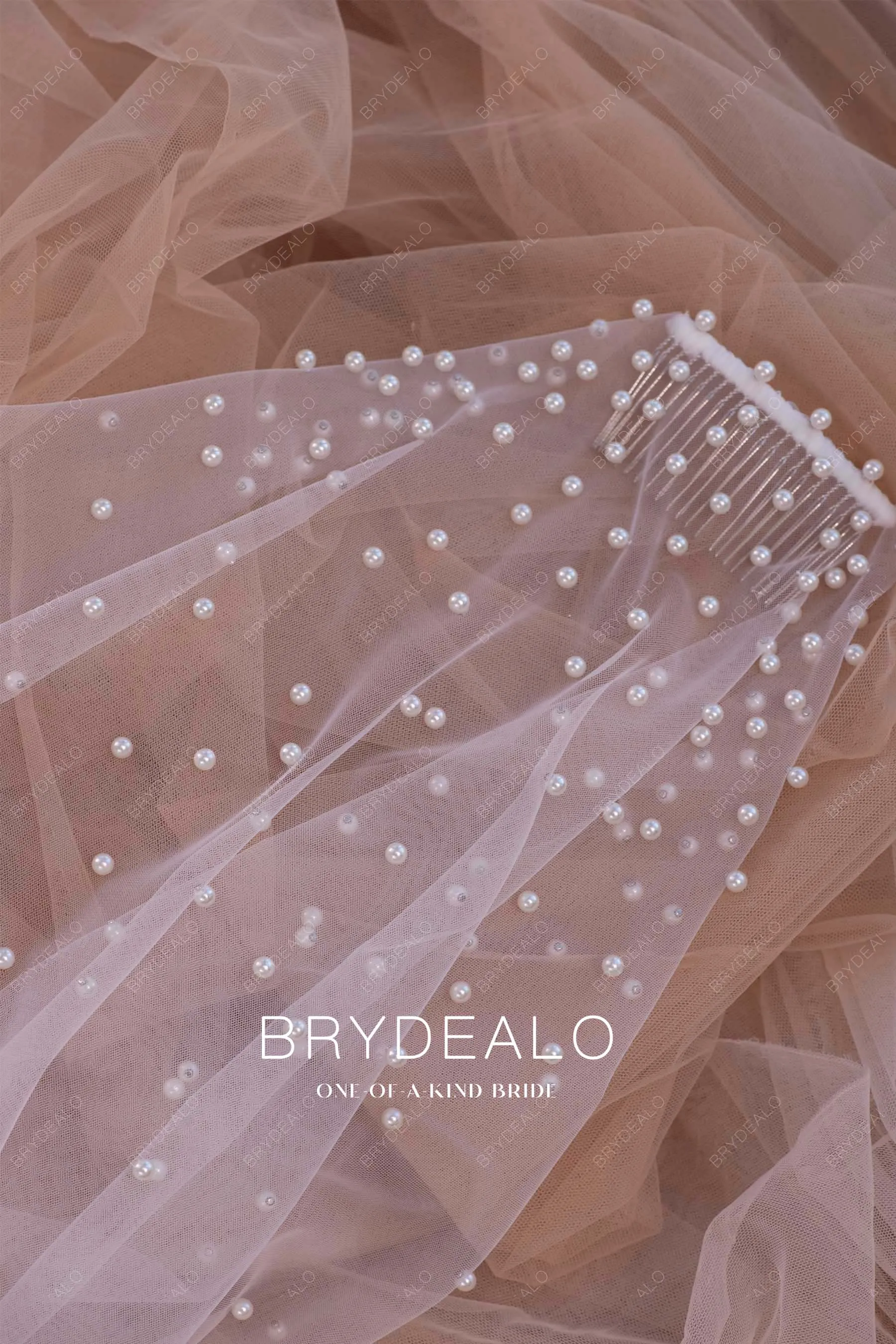 Delicate Pearls Elegant Cathedral Length Bridal Veil