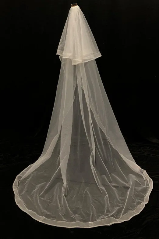 Double Layer White Mesh Bridal Veil