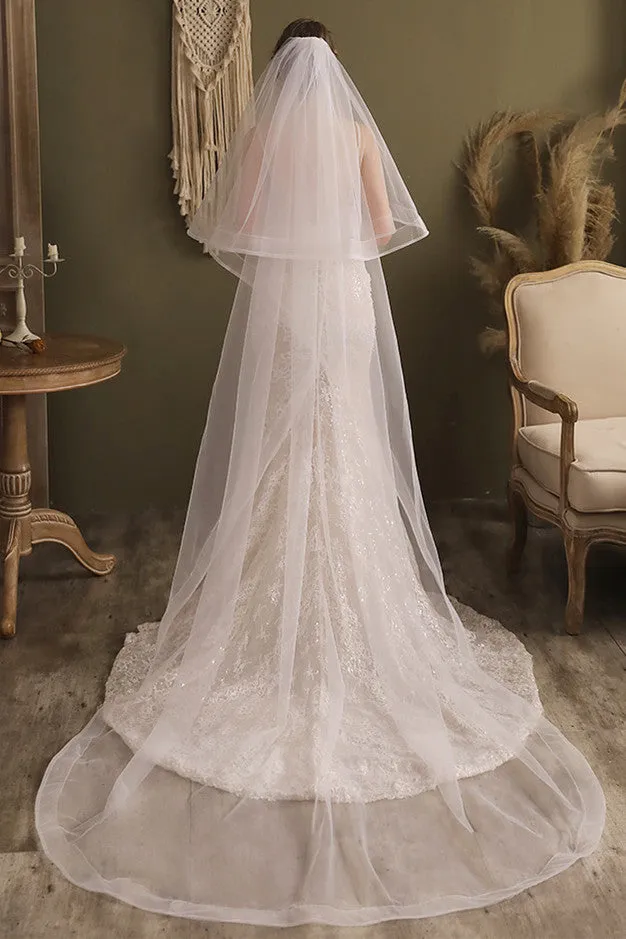 Double Layer White Mesh Bridal Veil