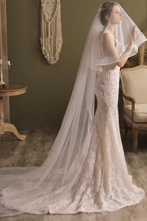 Double Layer White Mesh Bridal Veil