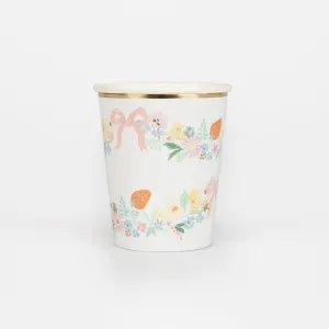 Elegant Floral Cups (x 8)