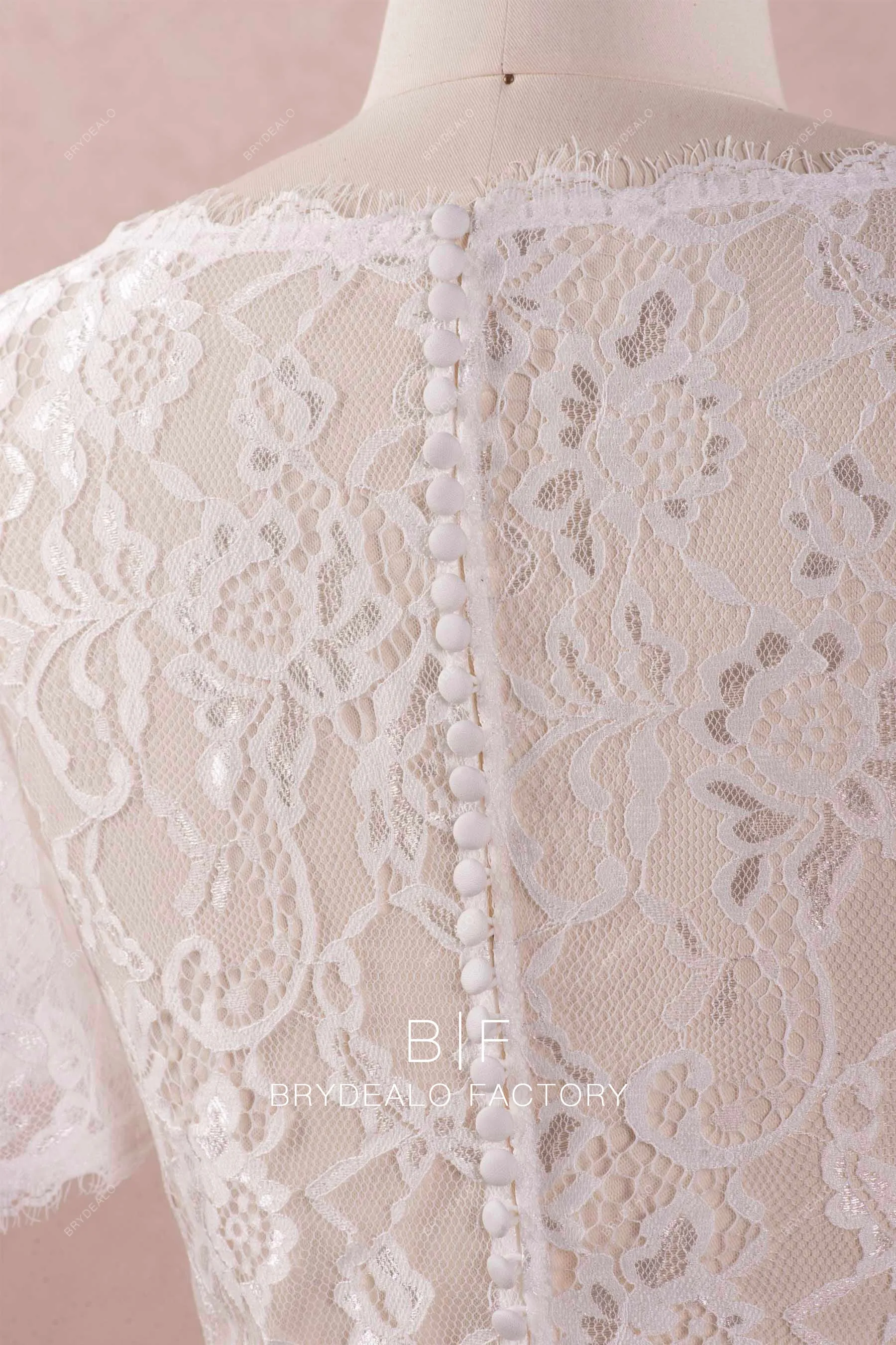 Elegant Lace Half Sleeves Crop Top Thin Strap Crepe Wedding Bolero