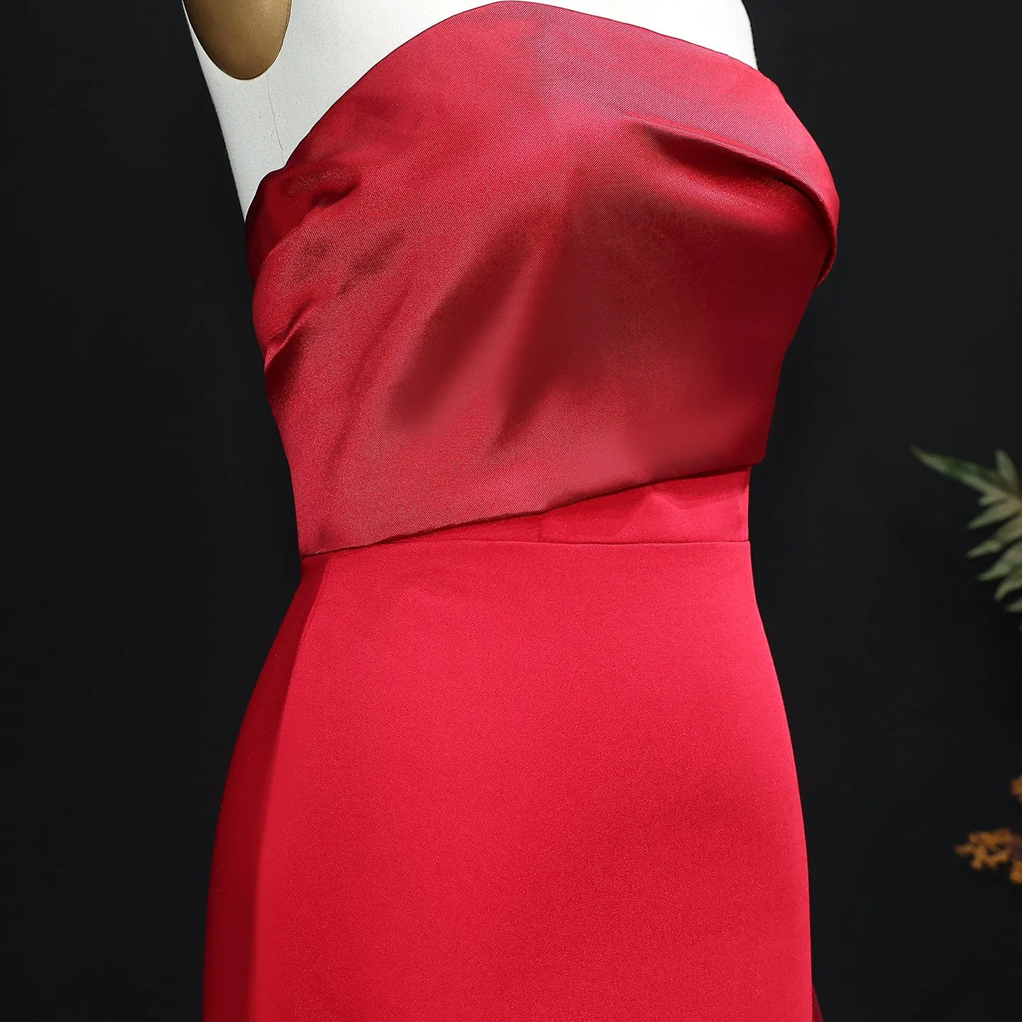 Elegant Pink Strapless Evening Dress with Gloves SF123