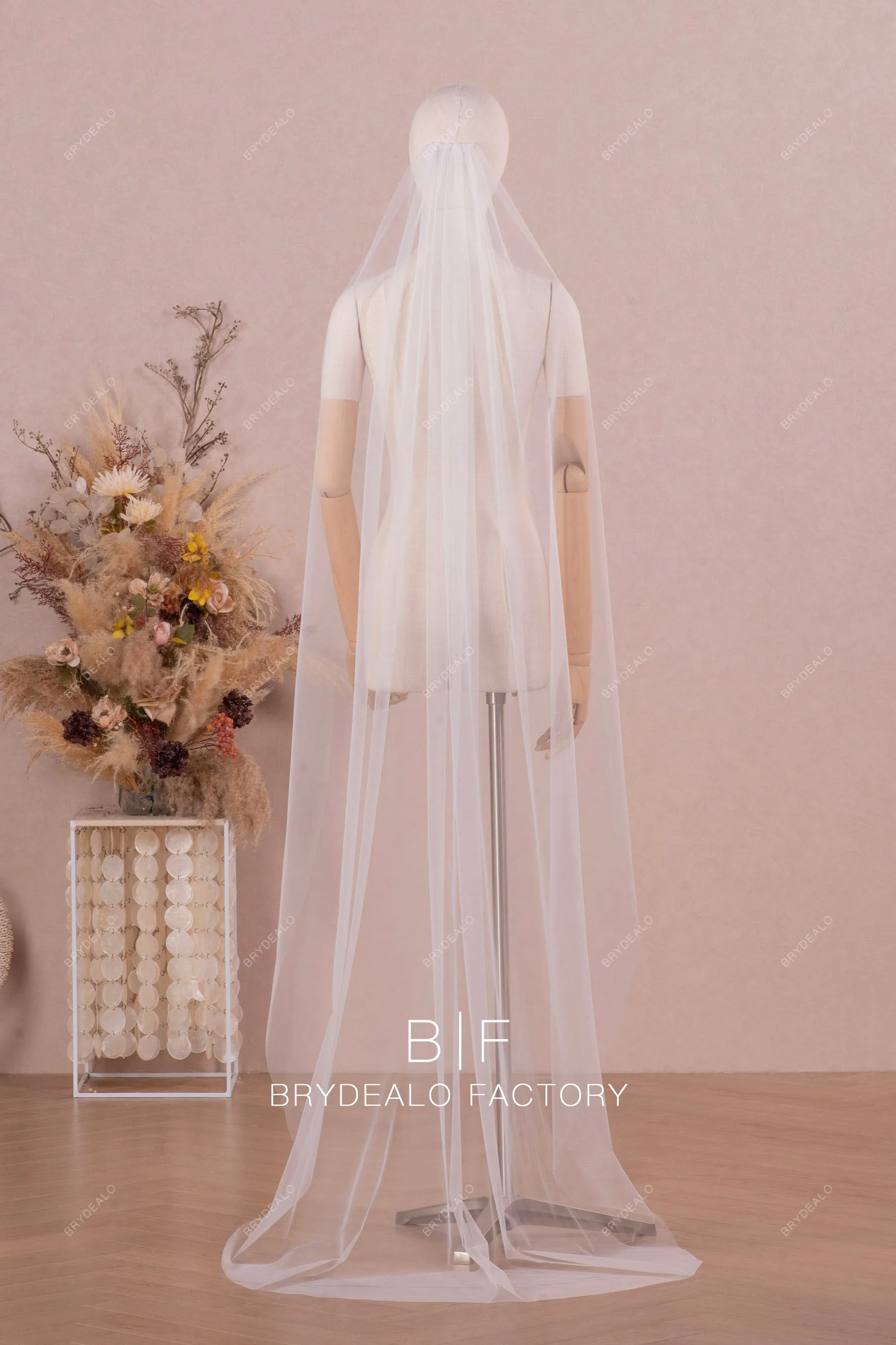 Elegant Single-tier Barely There Wedding Veil Raw Cut Long Bridal Veil