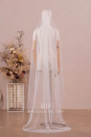 Elegant Single-tier Barely There Wedding Veil Raw Cut Long Bridal Veil