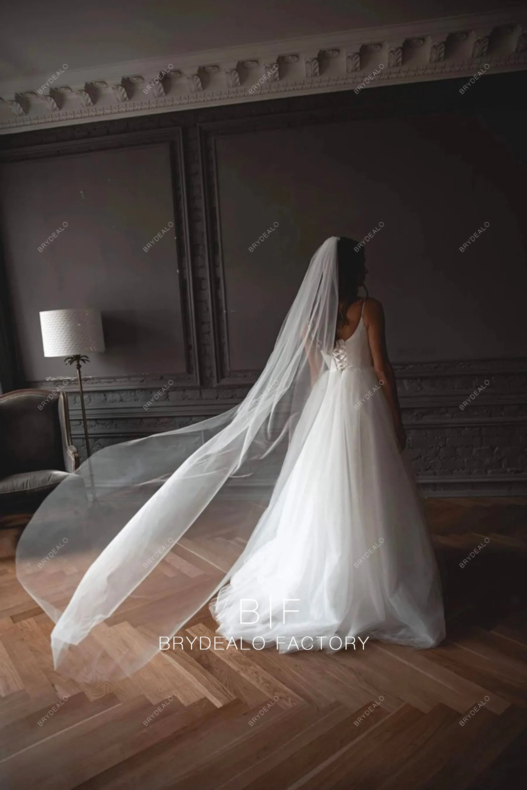 Elegant Single-tier Barely There Wedding Veil Raw Cut Long Bridal Veil
