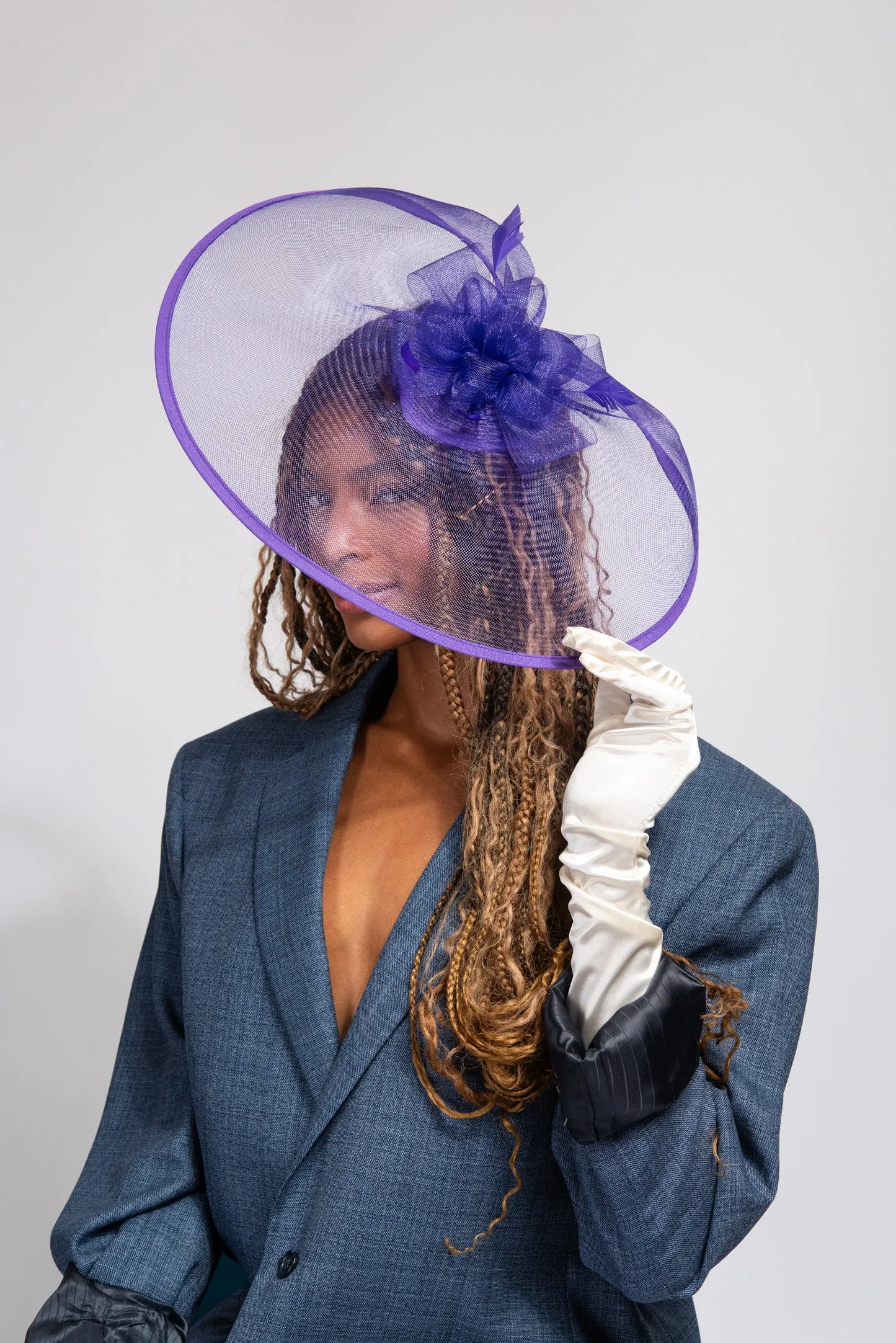 Esther Mesh Veil with Stain Trim Fascinator