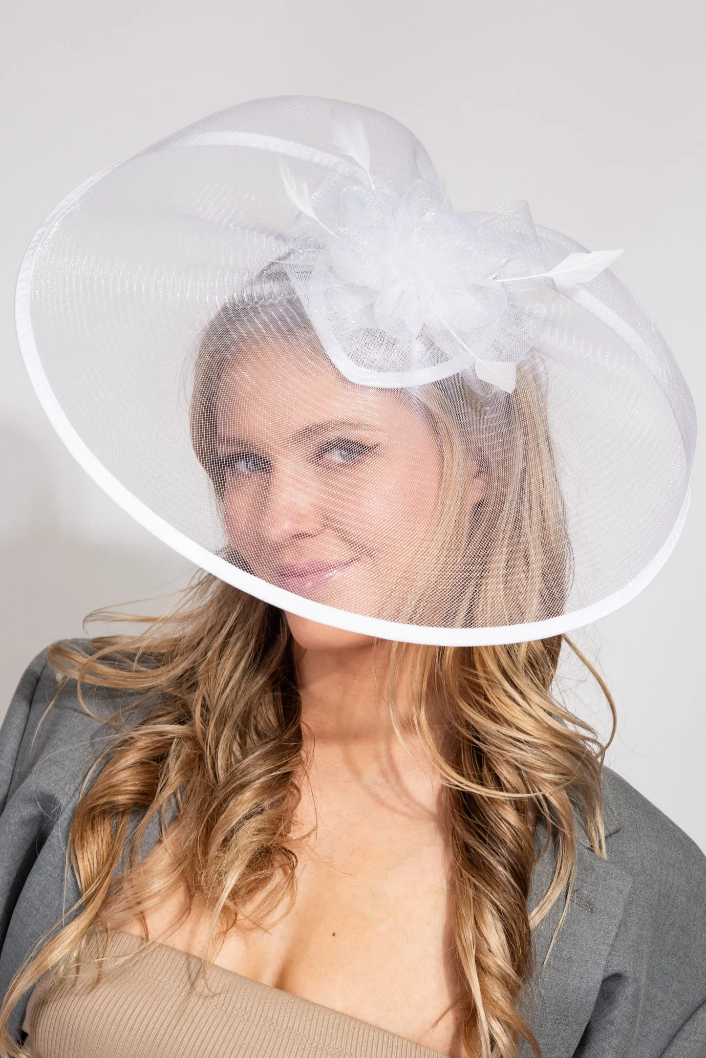 Esther Mesh Veil with Stain Trim Fascinator