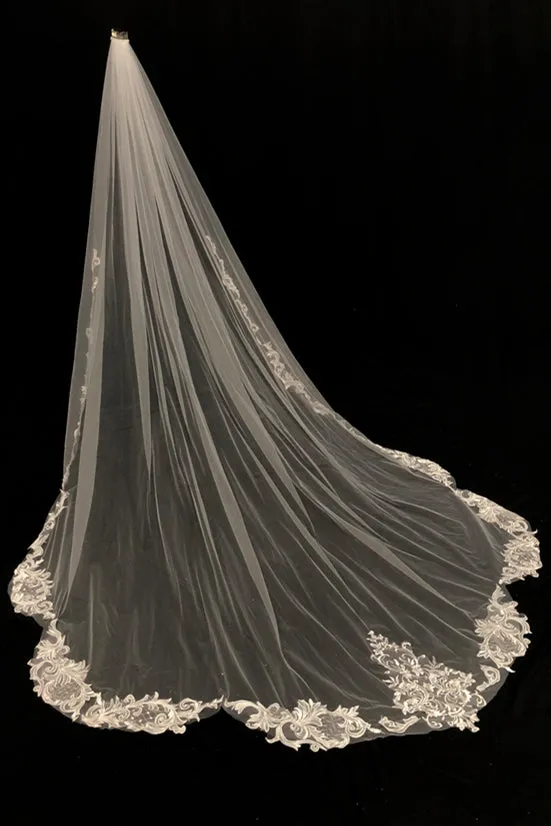 Extra Long Mesh and Lace Bridal Veil