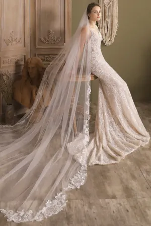 Extra Long Mesh and Lace Bridal Veil