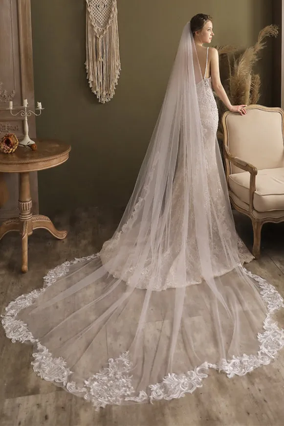 Extra Long Mesh and Lace Bridal Veil