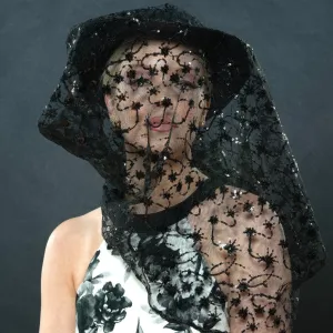 F10053-Funeral veil dress hat