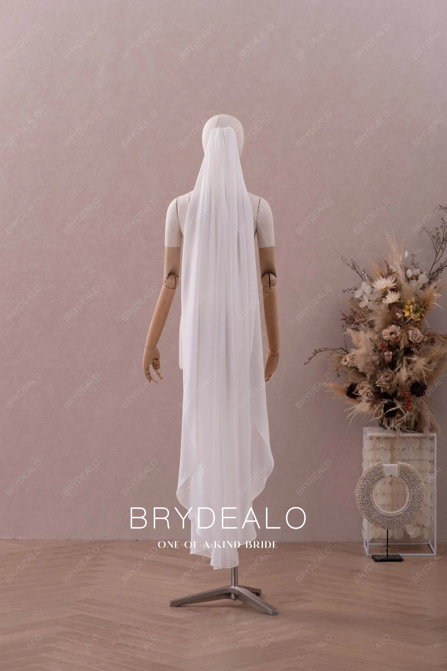 Flowing Chiffon Waltz Length Bridal Wedding Veil Online