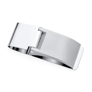 Fold Over Hinged Money Clip Credit Card Silver Tone Stainless Steel