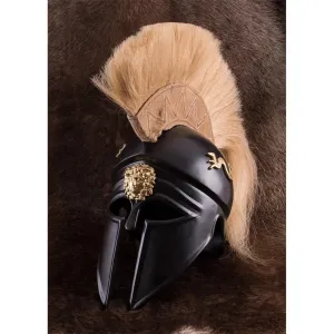 Italian-Corinthian Helmet with Black Plume by Battle Merchant - Authentic Collectible for Warriors and Collectors