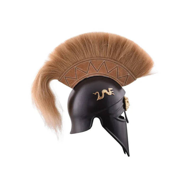 Italian-Corinthian Helmet with Black Plume by Battle Merchant - Authentic Collectible for Warriors and Collectors