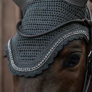 Kentucky Horsewear Wellington Stone and Pearl Soundless Fly Veil - Dark Grey