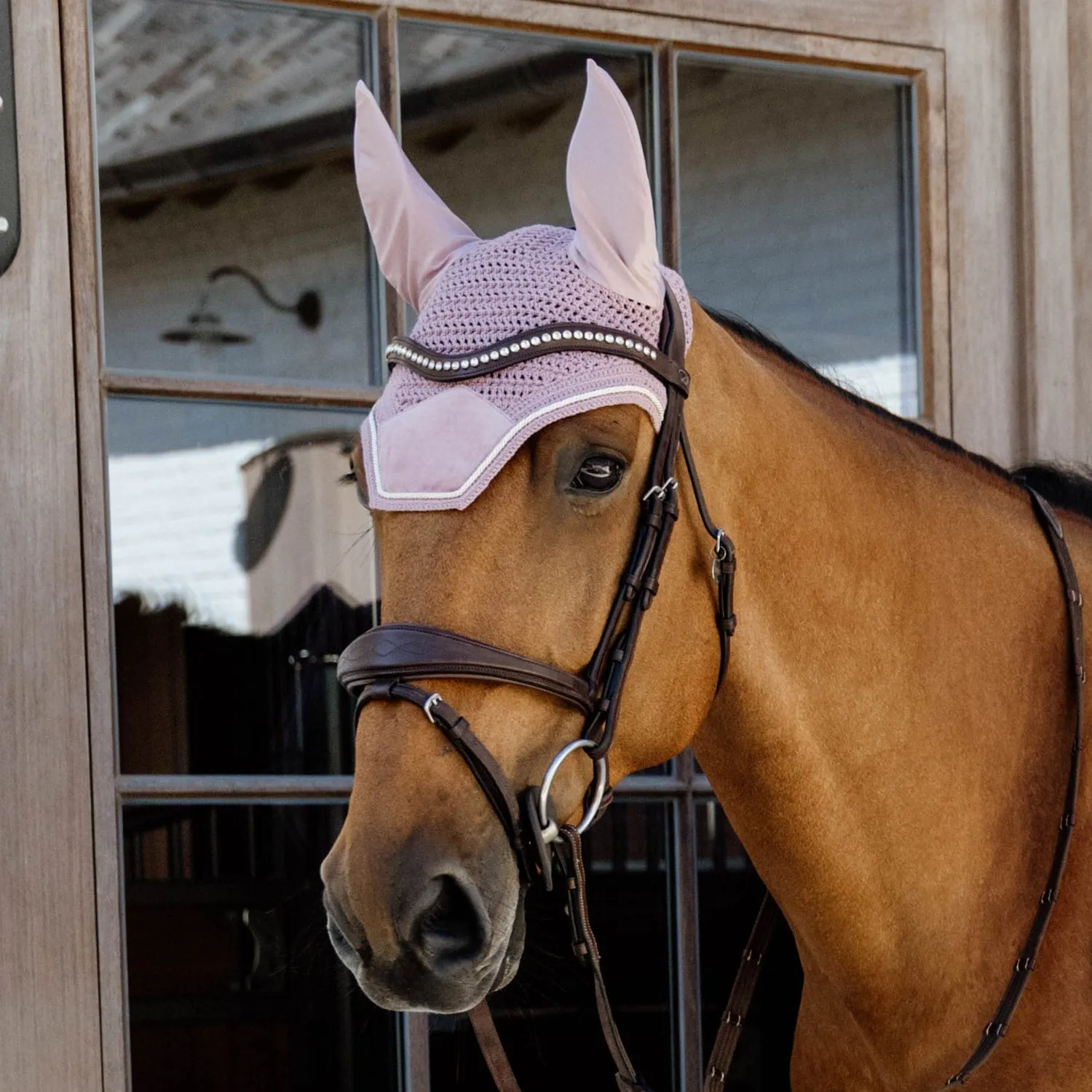 Kentucky Horsewear Wellington Velvet Fly Veil - Old Rose