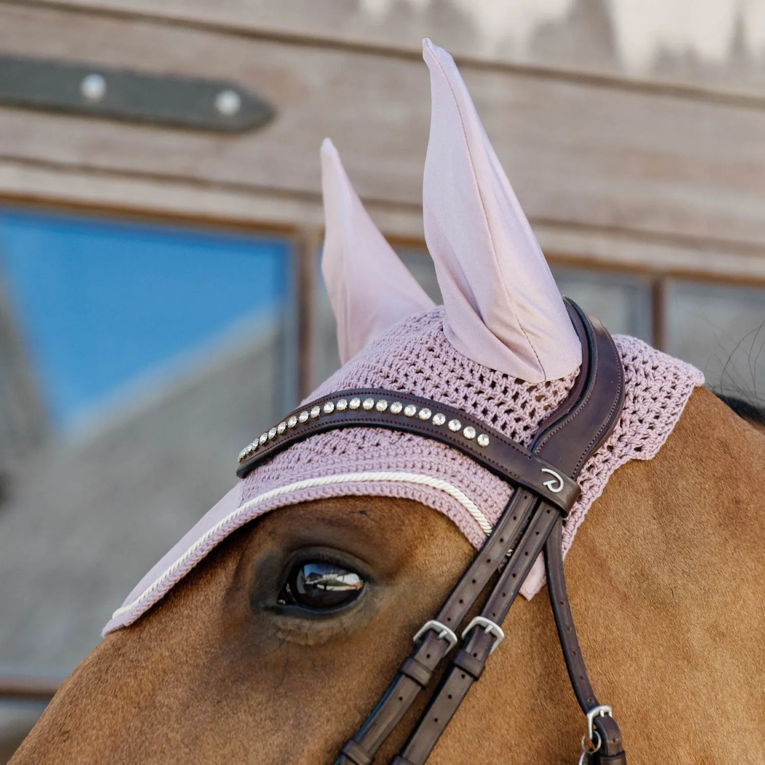Kentucky Horsewear Wellington Velvet Fly Veil - Old Rose