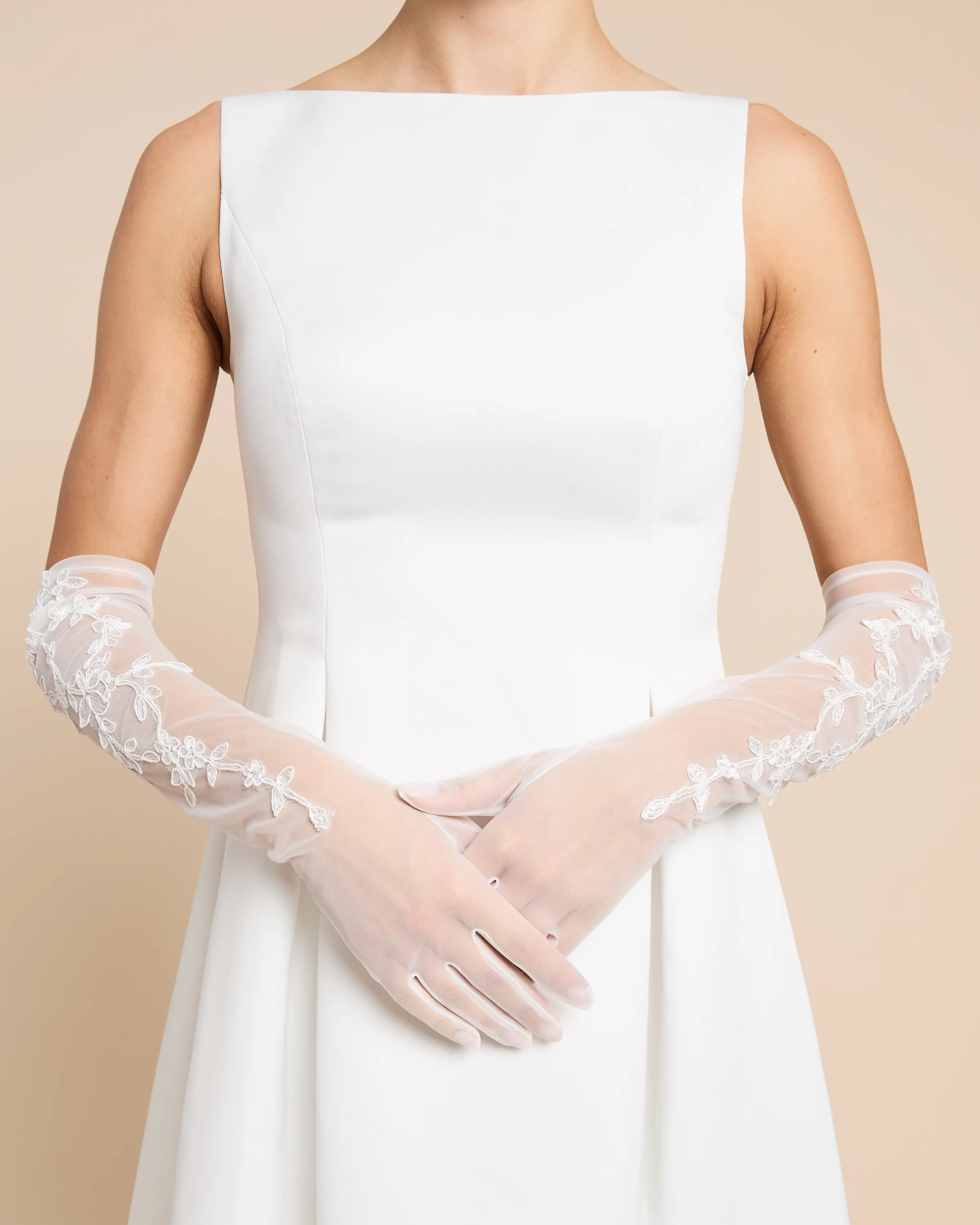 Lace Applique Long Bridal Gloves