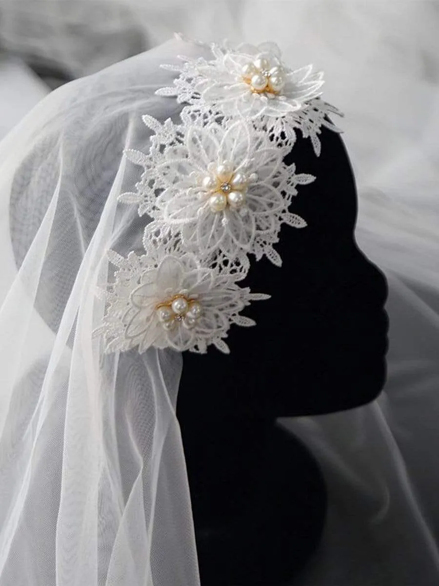 Long Sleeve Appliqued Chiffon Elopement Wedding Dress