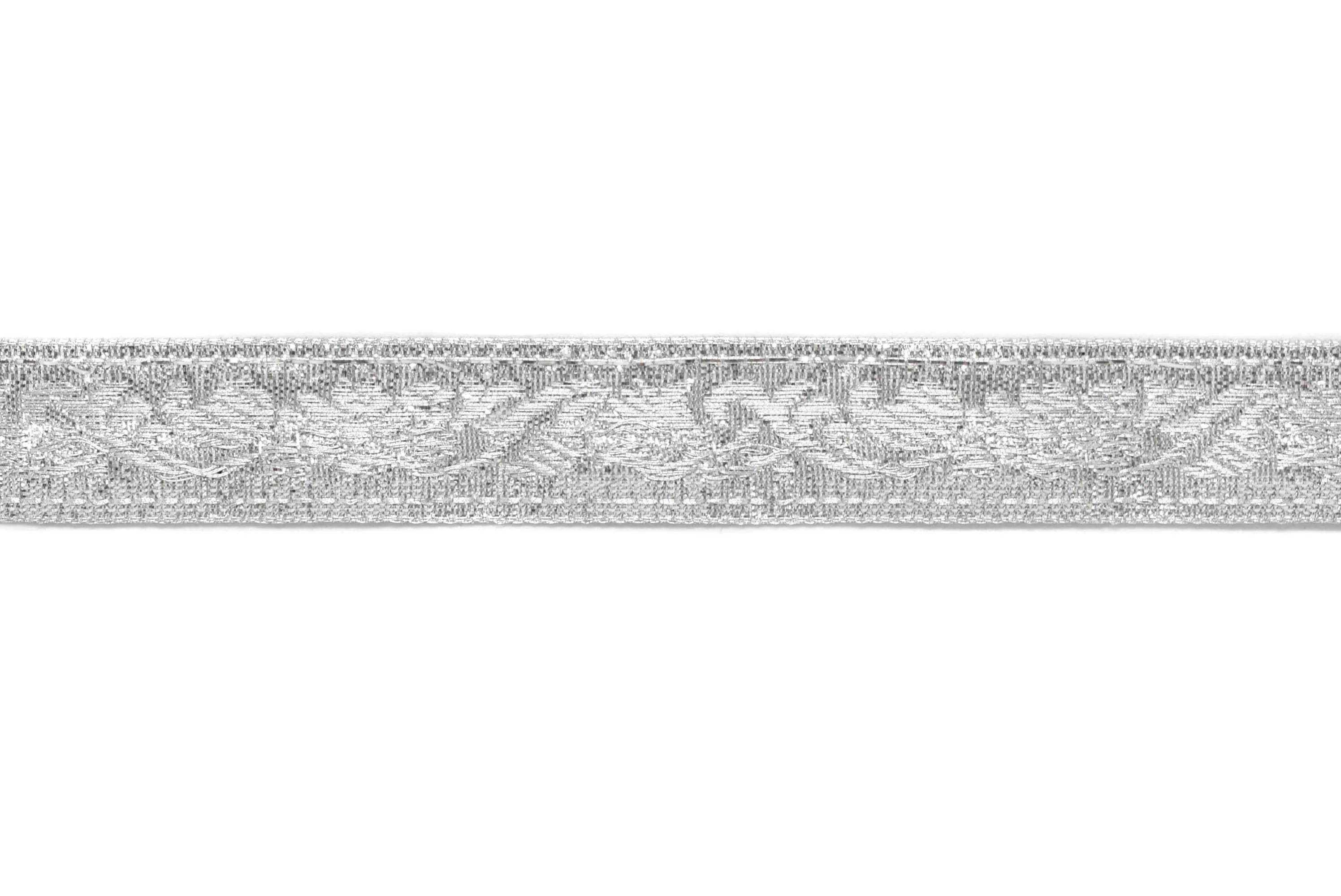 Metallic Silver Jacquard Ribbon 0.90" - 1 Yard