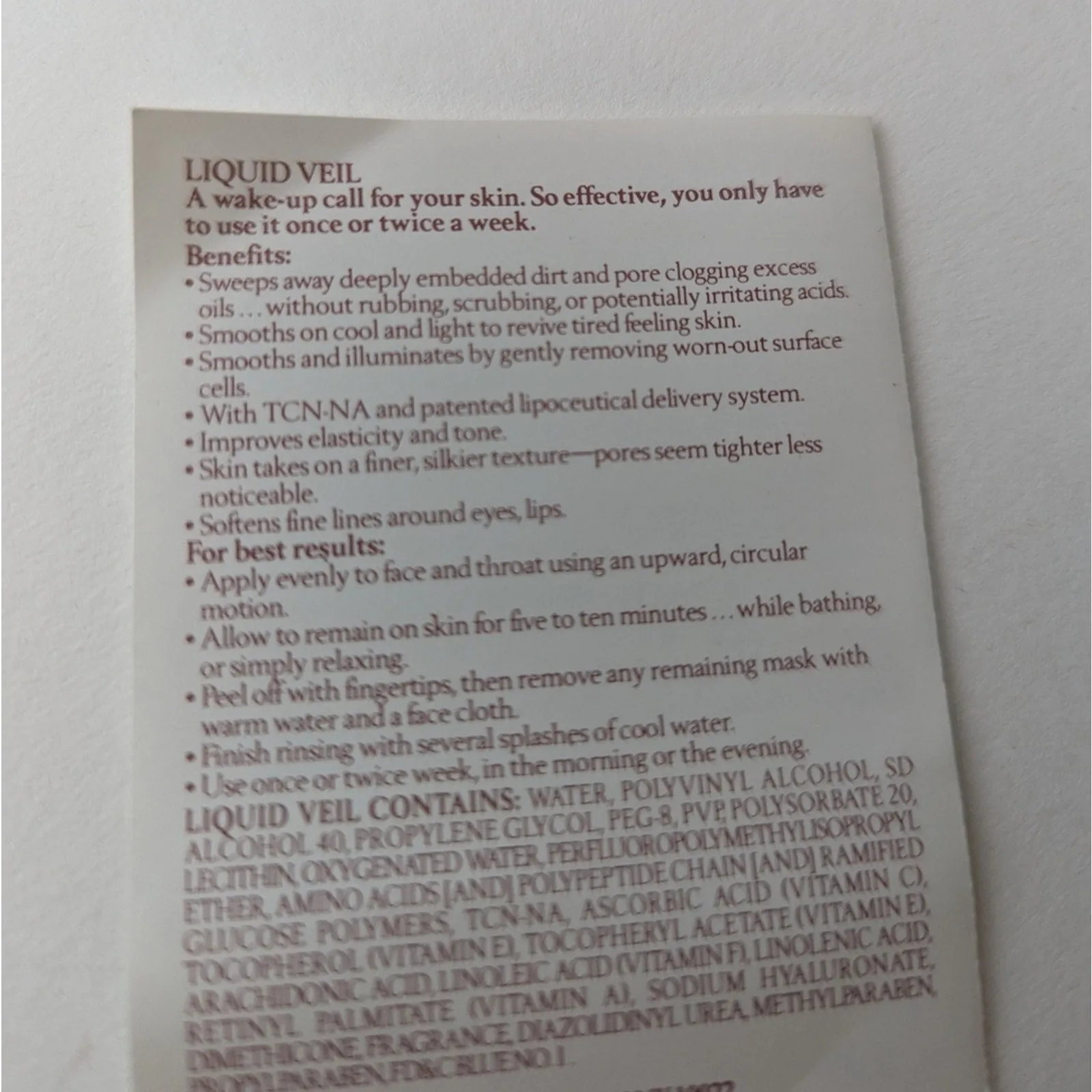 NIB Marilyn Miglin Skincare Liquid Veil Masque