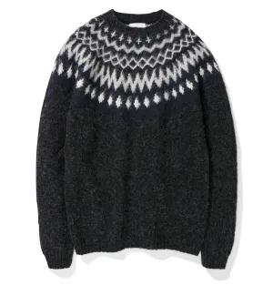 Norse Projects Birnir Fairisle Jumper – Charcoal Melange