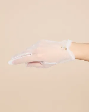 Pearl Accent Short Bridal Gloves