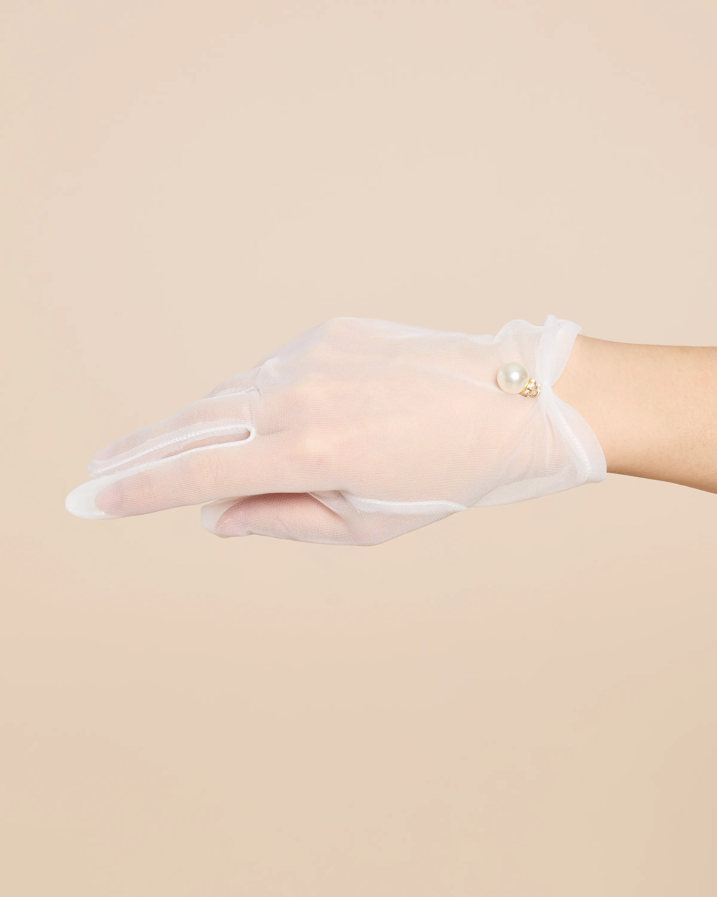 Pearl Accent Short Bridal Gloves