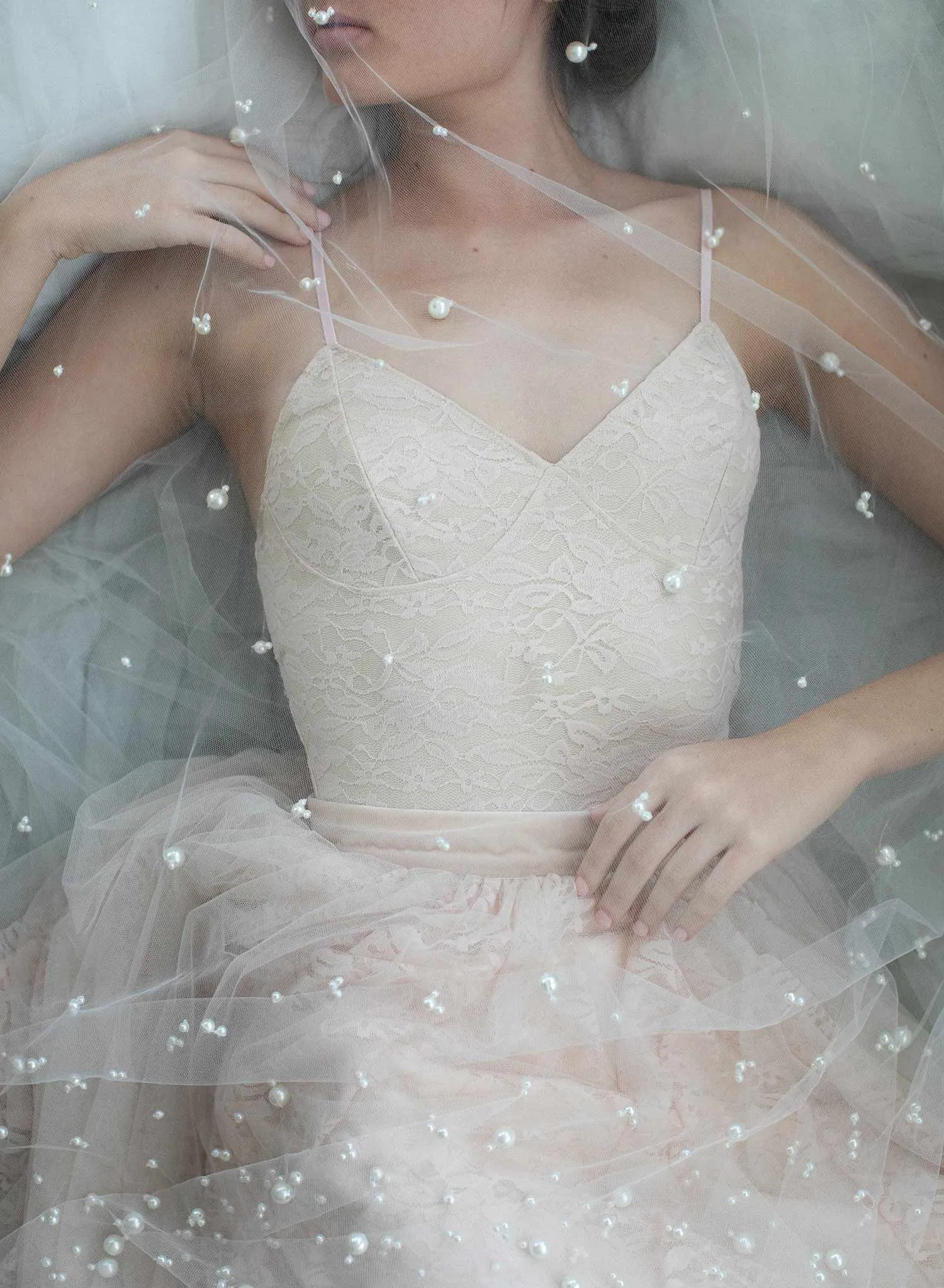 Pearl chapel train veil - Style #968