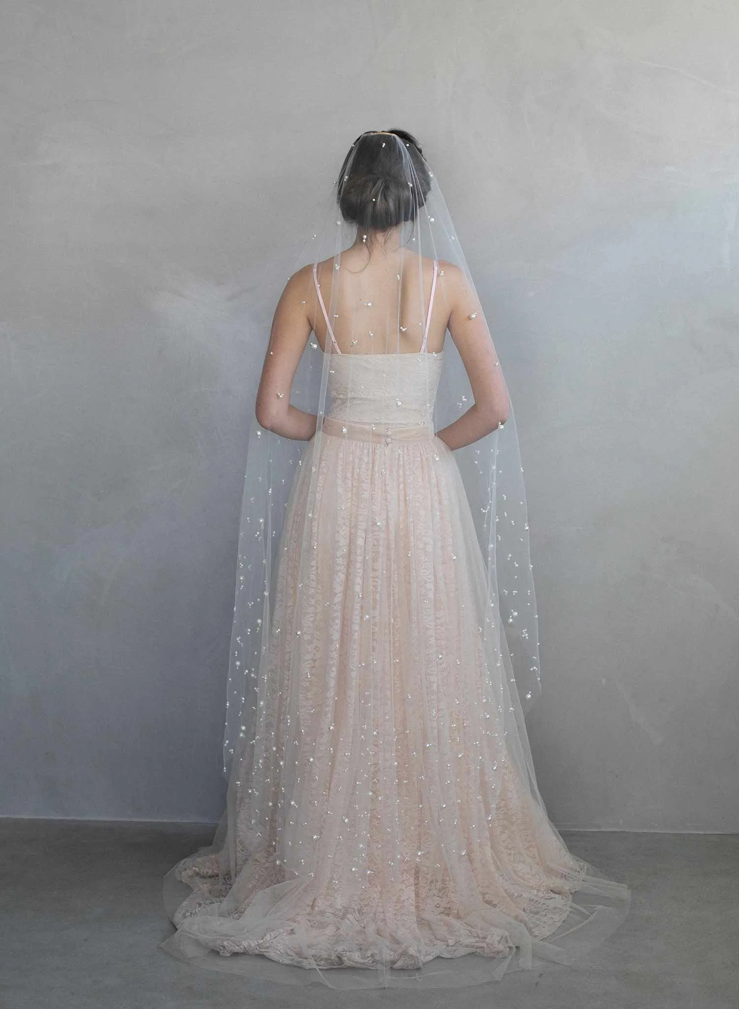Pearl chapel train veil - Style #968
