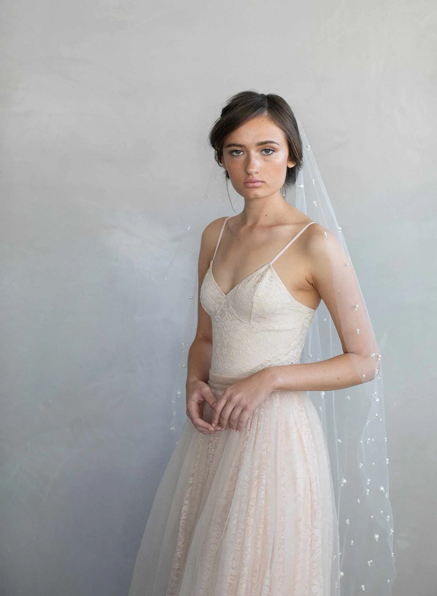 Pearl chapel train veil - Style #968