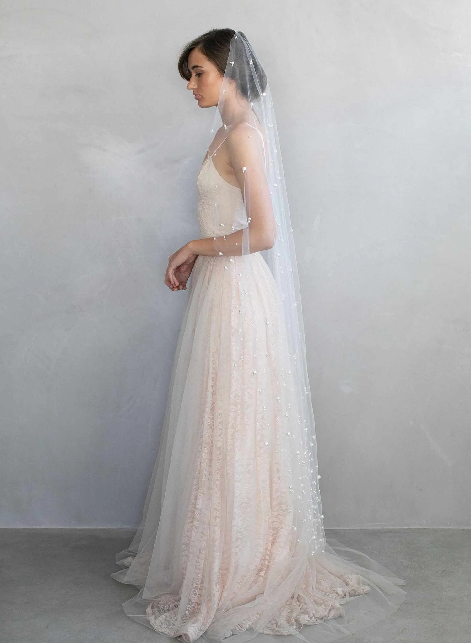 Pearl chapel train veil - Style #968