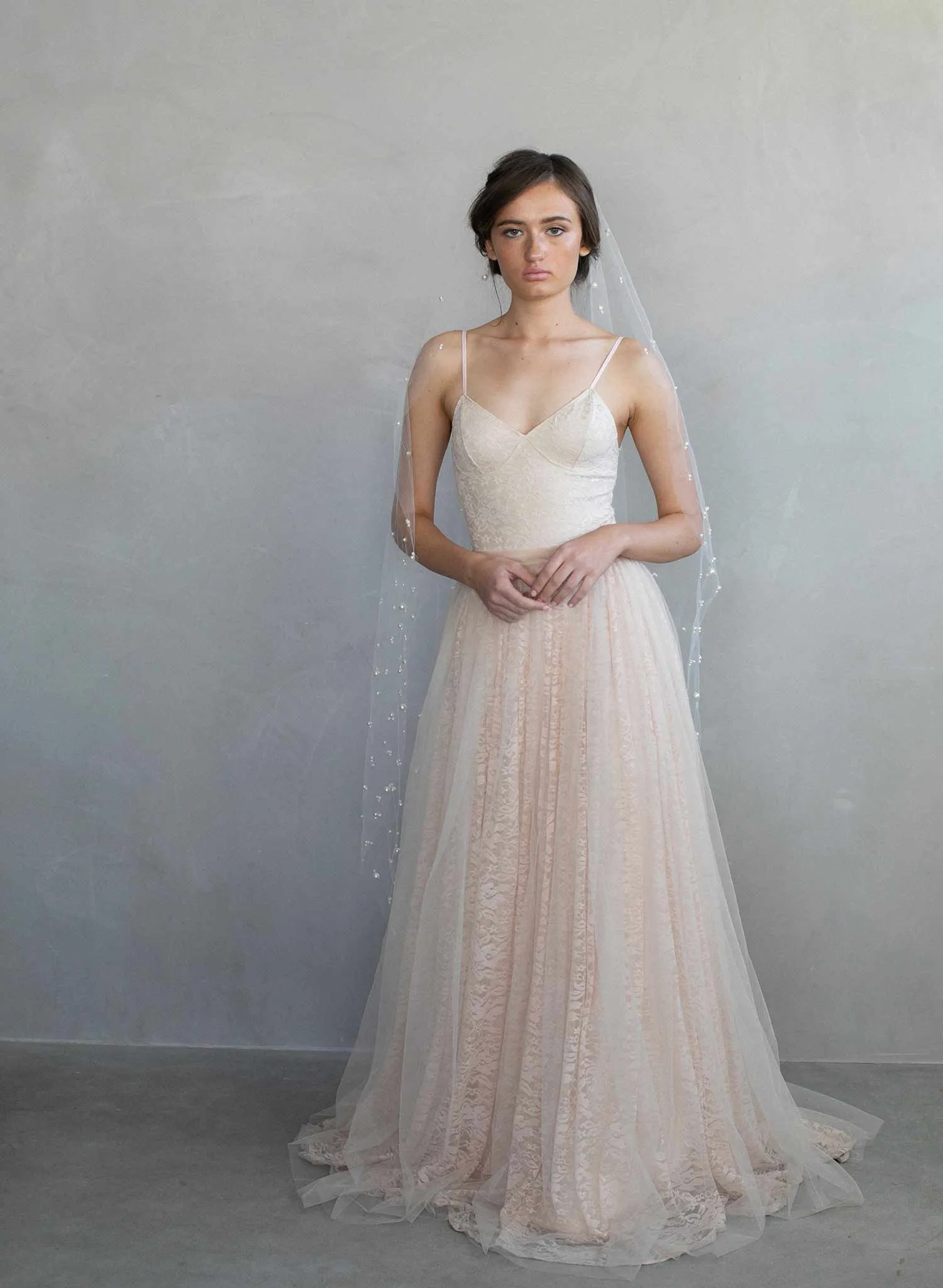Pearl chapel train veil - Style #968