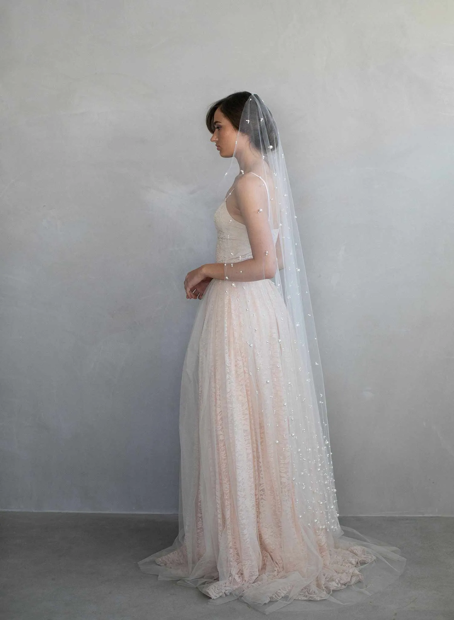 Pearl chapel train veil - Style #968