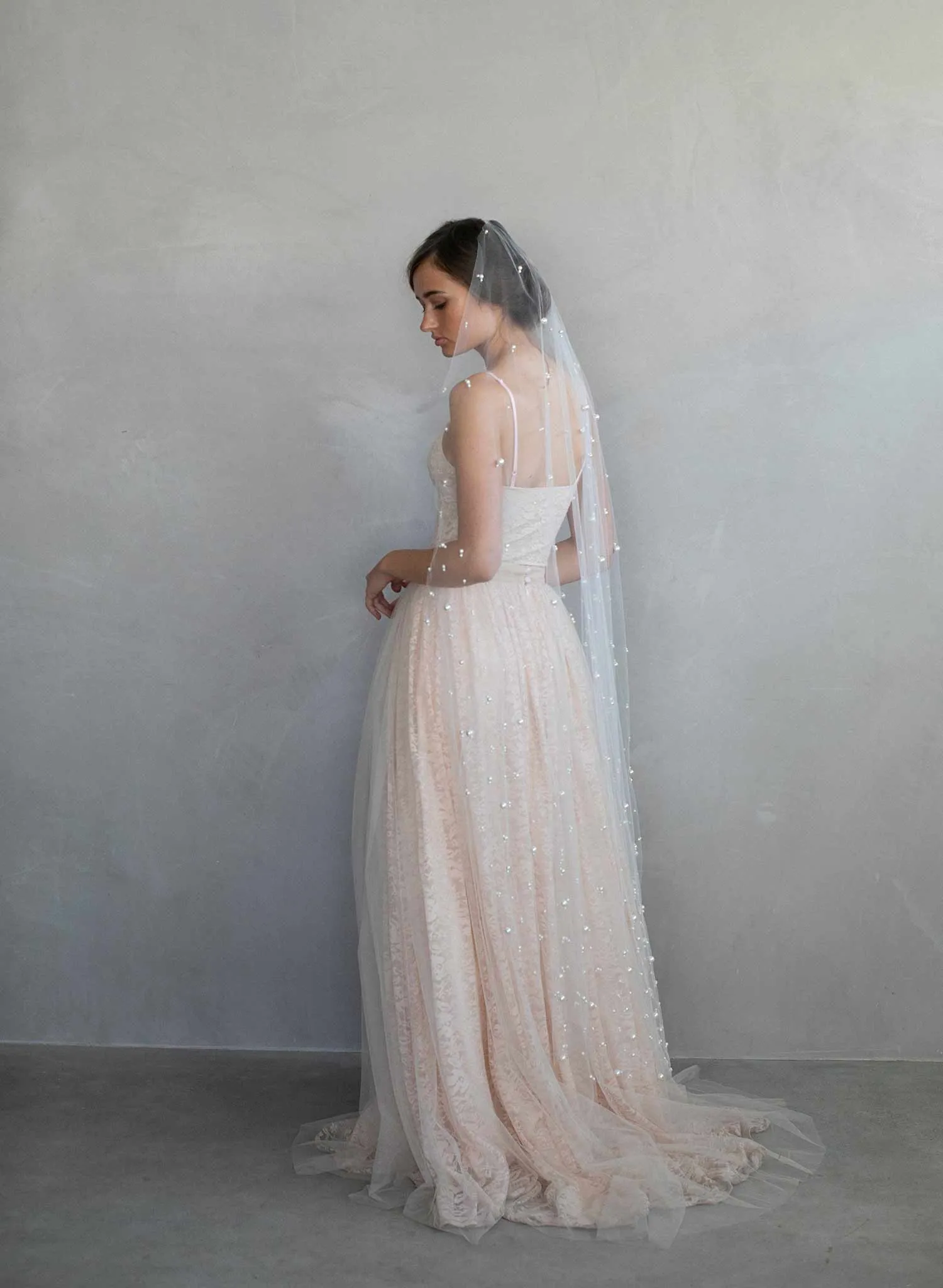 Pearl chapel train veil - Style #968