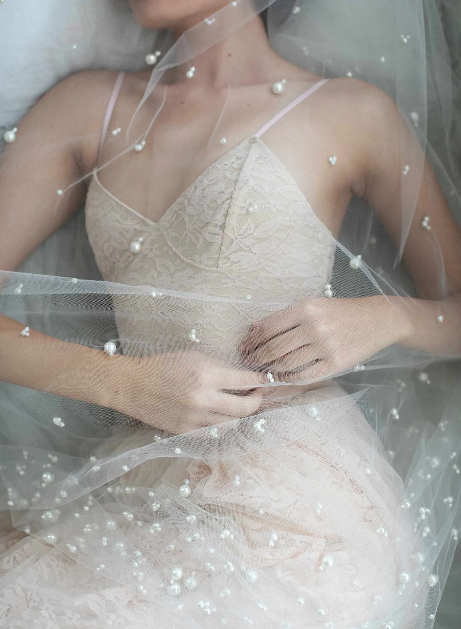 Pearl chapel train veil - Style #968